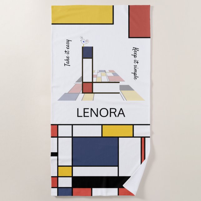 Toalha De Praia Magnífico Neoplasticismo Art Monograma. Letra L (Frente)