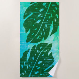 Toalha De Praia Maikai havaiano Monstera Leaf Tie-Dye Blend Green
