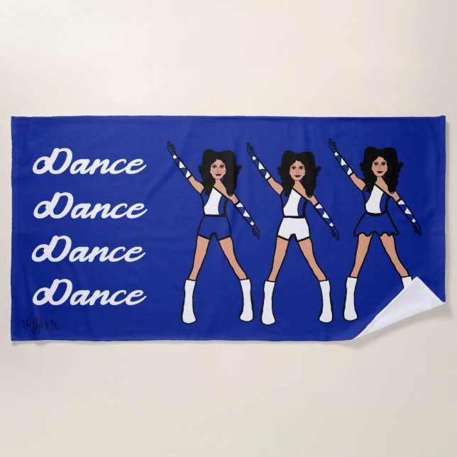 Toalha De Praia Maiorette/Dancer Beach Towel (Blue White) (Frente)