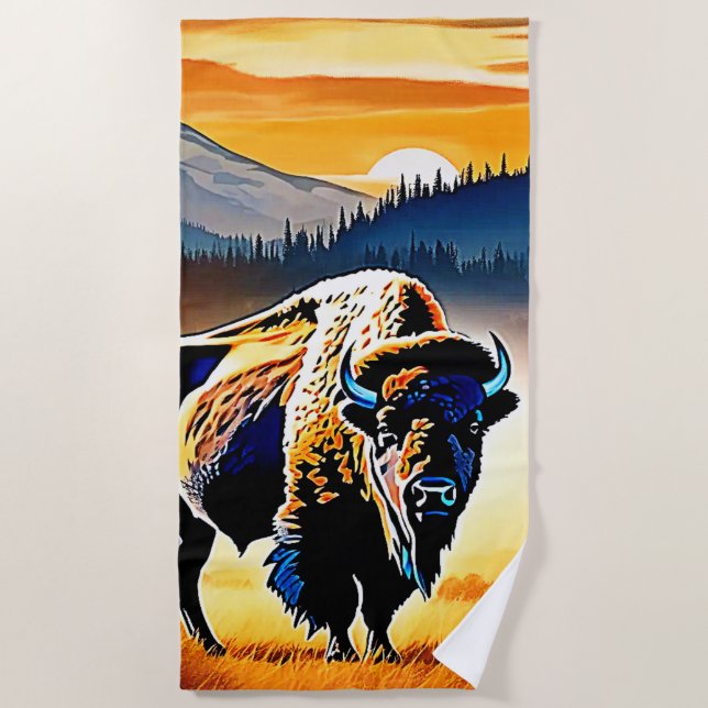 Toalha De Praia Majexpressa Bison Sunset (Frente)