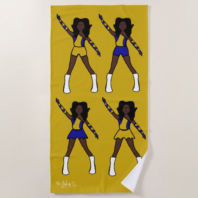 Toalha De Praia Majorette/Dancer Beach Towel (Blue Gold) (Frente)