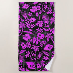 Toalha De Praia Makapuu Beach Hawaik Batik Black and Pink
