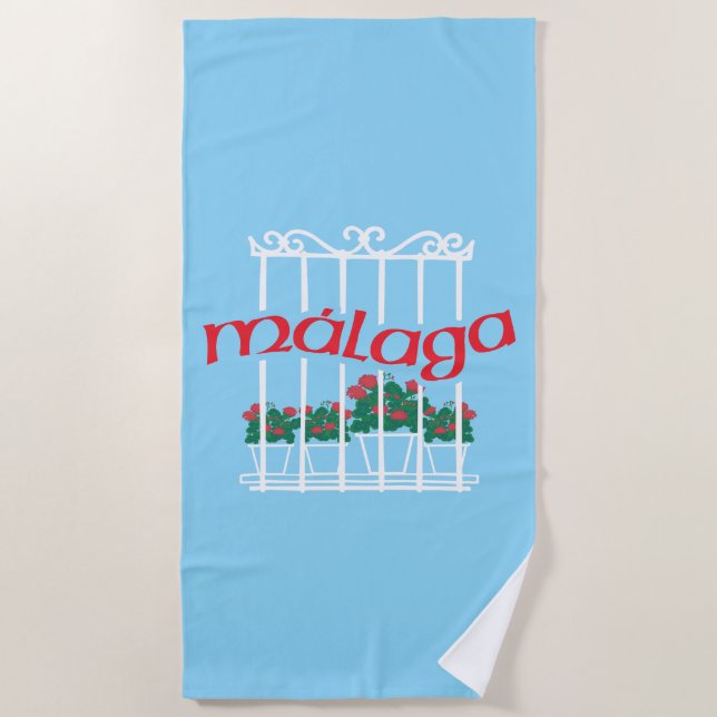 Toalha De Praia Málaga, janela com flores (Frente)