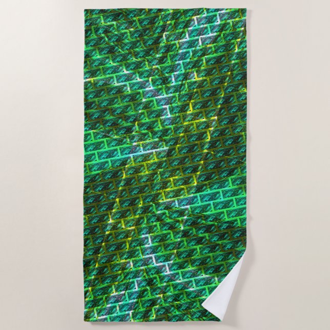 Toalha De Praia Maldito verde, arranhado, grade ou tijolo diferent (Frente)