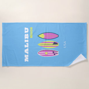 Toalha De Praia Malibu, praia Malibu, Tropical, Preppy, Blue