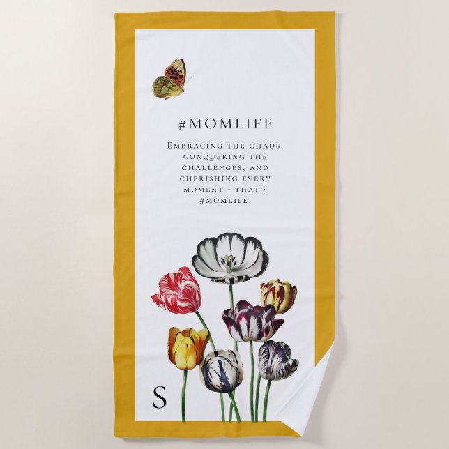 Toalha De Praia Mamãe Life Floral Butterfly (Frente)