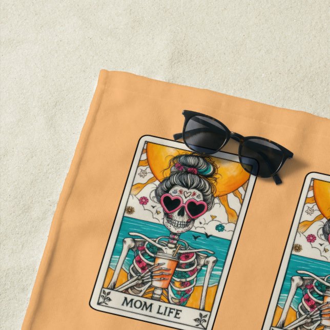 Toalha De Praia Mamãe Life Skeleton Tarot Card Beach Towel (In Situ)
