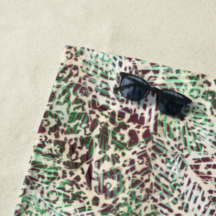 Toalha De Praia Manchado, leopardo, tropical, palma, folhas,
