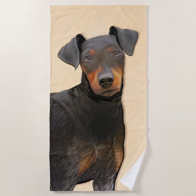 Toalha De Praia Manchester Terrier Pintura Original (Frente)