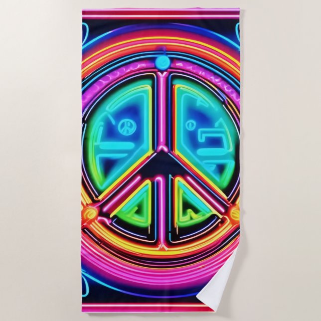 Toalha De Praia Mandala da Paz Neon (Frente)