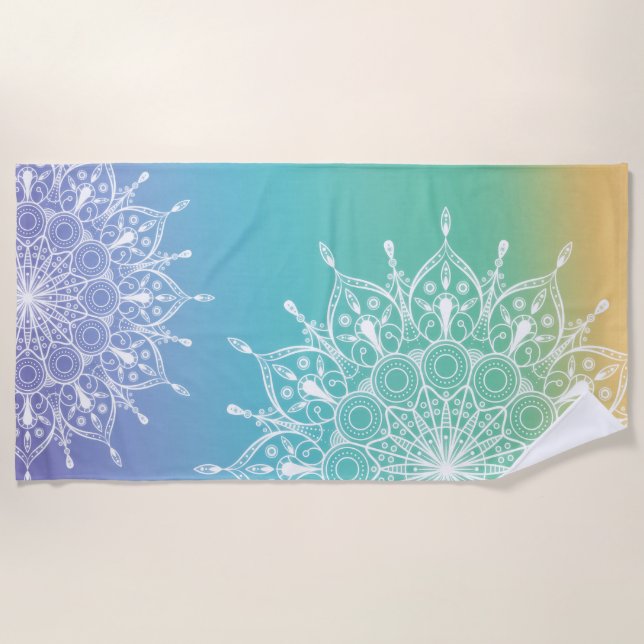 Toalha De Praia Mandala Rainbow (Frente)