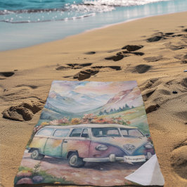 Toalha De Praia Maneira de Aquarela com Presente de Placa de Licen