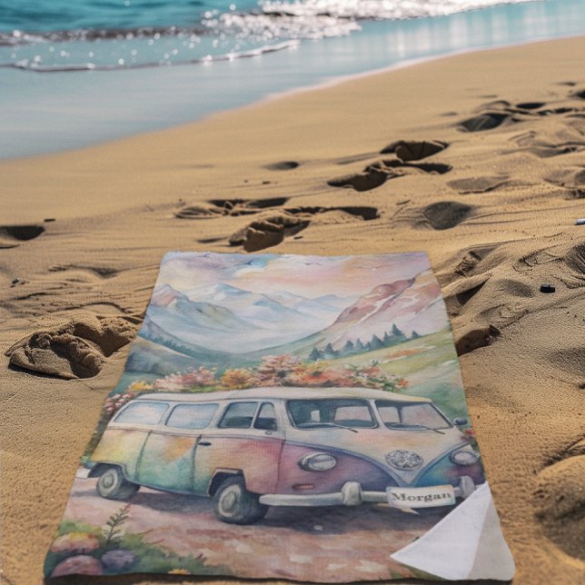 Toalha De Praia Maneira de Aquarela com Presente de Placa de Licen (Criador carregado)