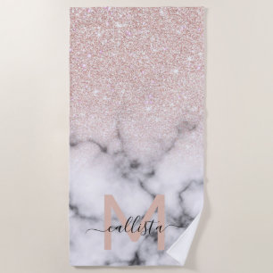 Toalha De Praia Mânre de Mármore Dourado brilhante Rosa