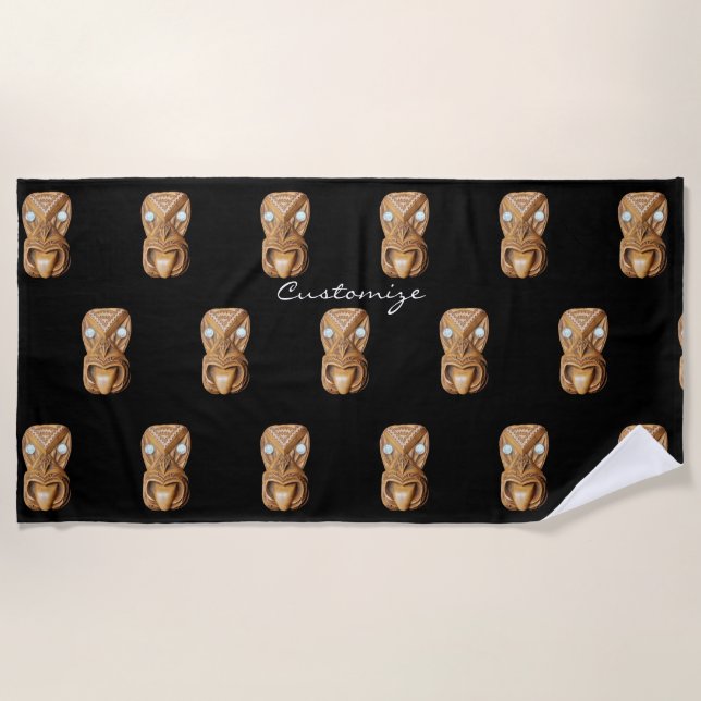 Toalha De Praia Maori Tiki Face Thunder_Cove  (Frente)