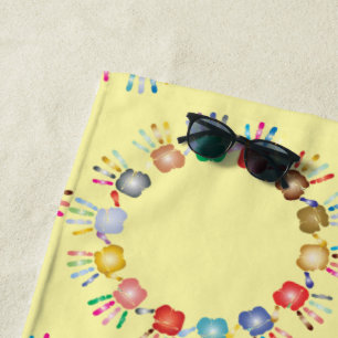 Toalha De Praia Mãos pintadas coloridas *personalizáveis a cores