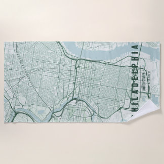 Toalha De Praia Mapa da Cidade de Filadélfia EUA Design Minimalist