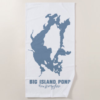 Toalha De Praia Mapa de Silhueta do Lago Big Island Pond New Hamps