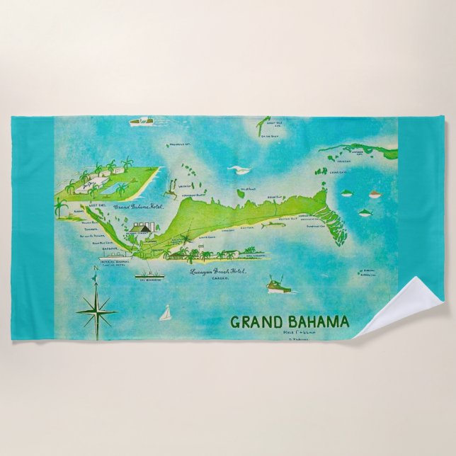 Toalha De Praia Mapa Grande Bahama (Frente)