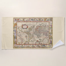 Toalha De Praia Mapa Mundial Medieval (por Willem Blaeu)