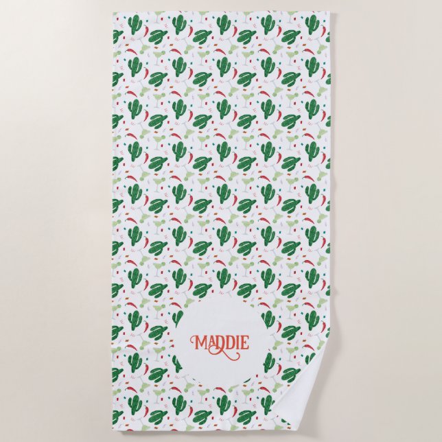 Toalha De Praia Margaritas, Pimentos Chili e Cactus Fiesta (Frente)