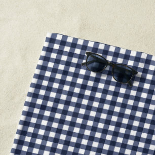 Toalha De Praia Marinho Azul Pequeno Cottagecore Gingham Check Xad