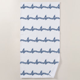 Toalha De Praia Marinho Blue White rope waves náuticas Beach
