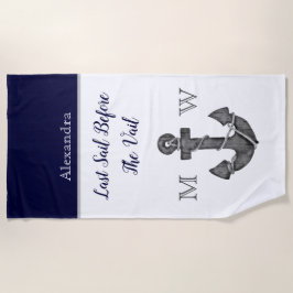 Toalha De Praia Marinho de Âncora Floral de Bachelorette Náutica Ú