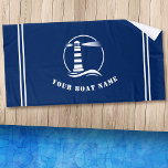 Toalha De Praia Marinho de Farol Clássico Náutico de Barco ou Nome<br><div class="desc">Farol Clássico Náutico com Nome de Barco Personalizado,  Marinho Blue Beach Towel. Esta toalha personalizada não só o manterá seco,  como também é uma peça divertida de conversa. Faz um presente de excelente para qualquer ocasião.</div>