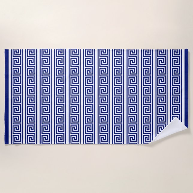 Toalha De Praia Marinho Elegante Azul e Branco (Frente)