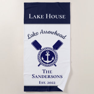 Toalha De Praia Marinho Moderno -  Azul - Lago House