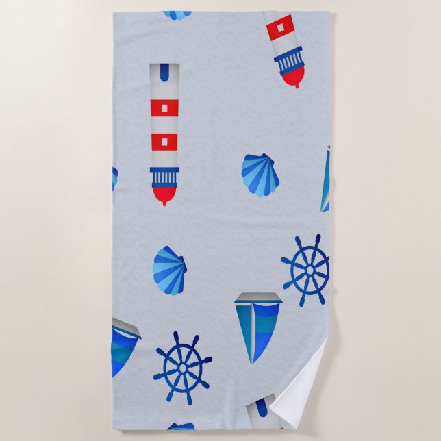 Toalha De Praia Marinho nos dias de praia (Frente)