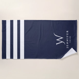 Toalha De Praia Marinho personalizado stripes Beach Towel