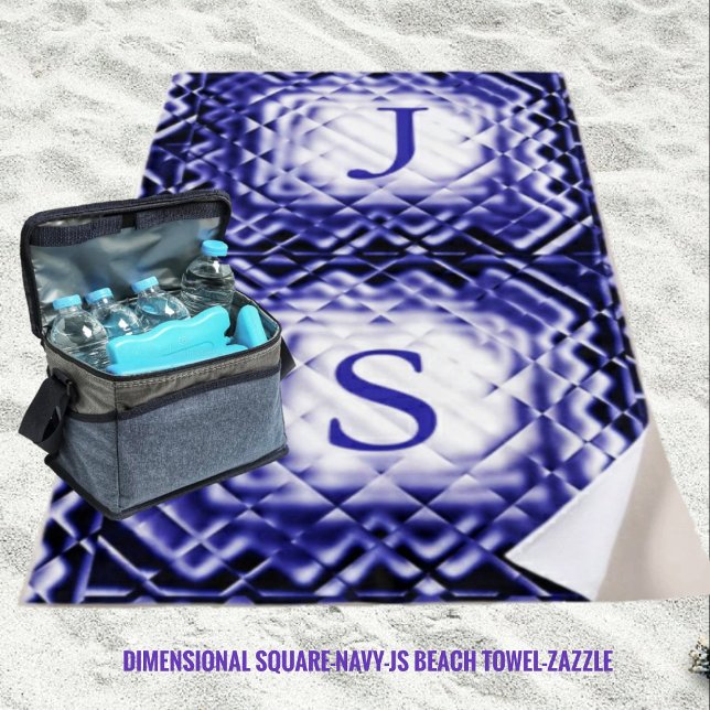 Toalha De Praia Marinho Quadrado Dimensional-JS (Criador carregado)