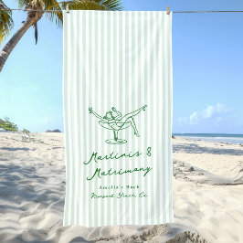 Toalha De Praia Martinis & Matrimony Green Bachelorette