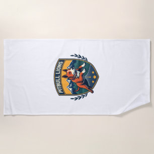 Toalha De Praia Mascote Esportivo Vintage Leões Pitbull Vetor D