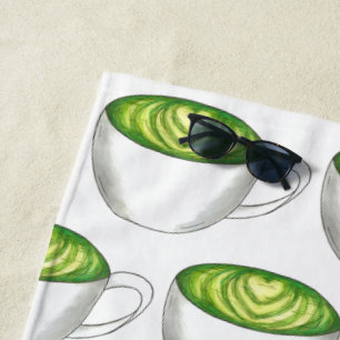 Toalha De Praia Matcha Green Tea Latte Cup
