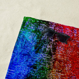 Toalha De Praia Material azul e vermelho esfolado com tinta a óleo