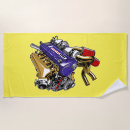 TOALHA DE PRAIA MECANISMO TURBO DE SEIS CILINDROS DO JDM