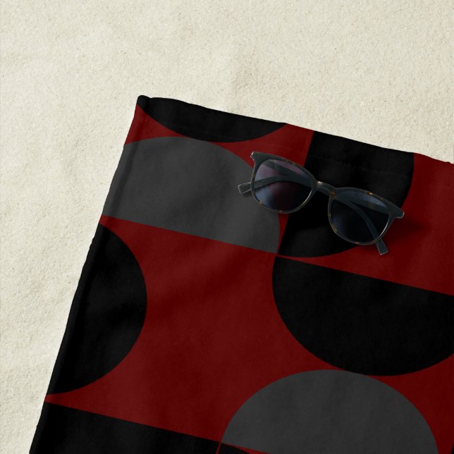 Toalha De Praia Médio Século Vermelho Negro e Cinzas Modernos (In Situ)