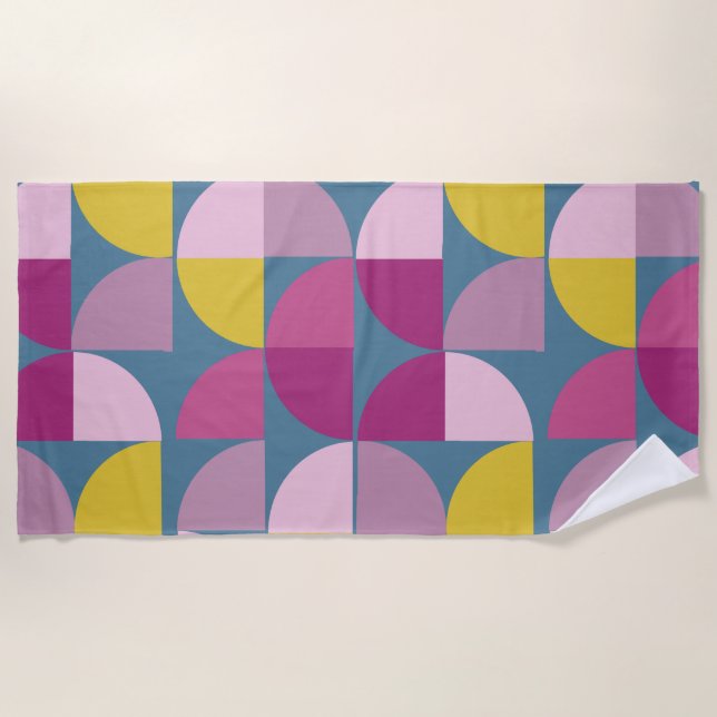 Toalha De Praia meio século ligeiramente psíquico púrpura cor-de-r (Frente)