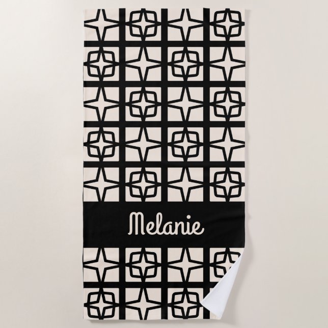 Toalha De Praia Meio século Moderno Atômica 1950s Retropersonaliza (Frente)