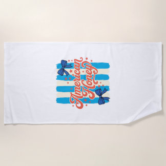 Toalha De Praia Mel Mel Patriótico Laço Camisa Vintage Design_