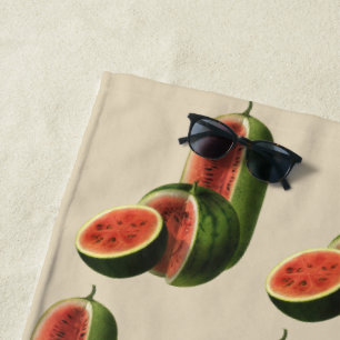 Toalha De Praia Melancias Vintage Altas Redondas, Frutas Alimentíc