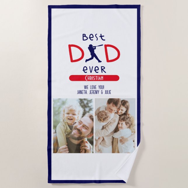 Toalha De Praia Melhor Dia de os pais De Fotografia De Baseball Sp (Frente)