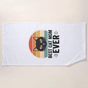 Toalha De Praia Melhor Mãe de Gato de Todos os Tempos Design Retro