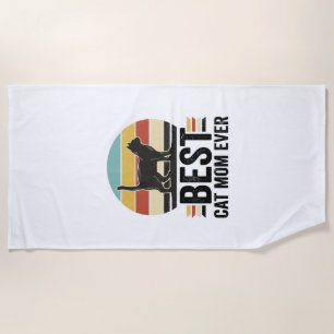 Toalha De Praia Melhor Mãe de Gato de Todos os Tempos Design Retro