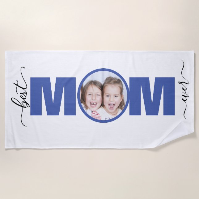 Toalha De Praia Melhor MOM do mundo com foto (Frente)