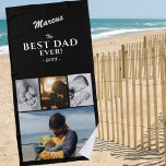 Toalha De Praia Melhor Pai do Dia do Pai Guarda 4 Foto Preta<br><div class="desc">Melhor Pai do Dia do Pai Guarda 4 Photo Black Beach Towel. O fundo é preto. Personalize com quatro fotos,  o nome do pai e o ano. Você pode mudar qualquer texto na toalha. Um presente perfeito para um pai,  um novo papai ou avô no Dia do Pai.</div>