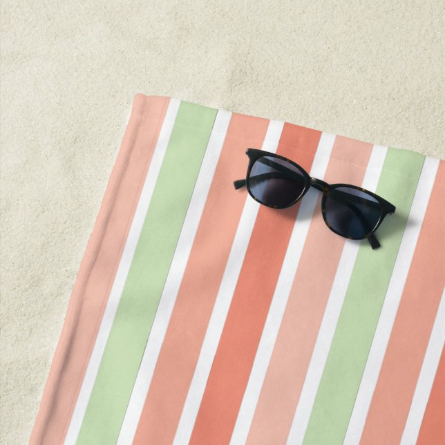 Toalha De Praia Melon Orange Green Stripes (In Situ)